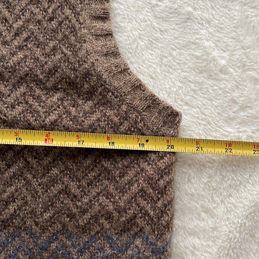 Vintage Woolrich Patchwork Chevron Knit Pattern Lambswool Sweater Vest Size L** - Picture 7 of 12